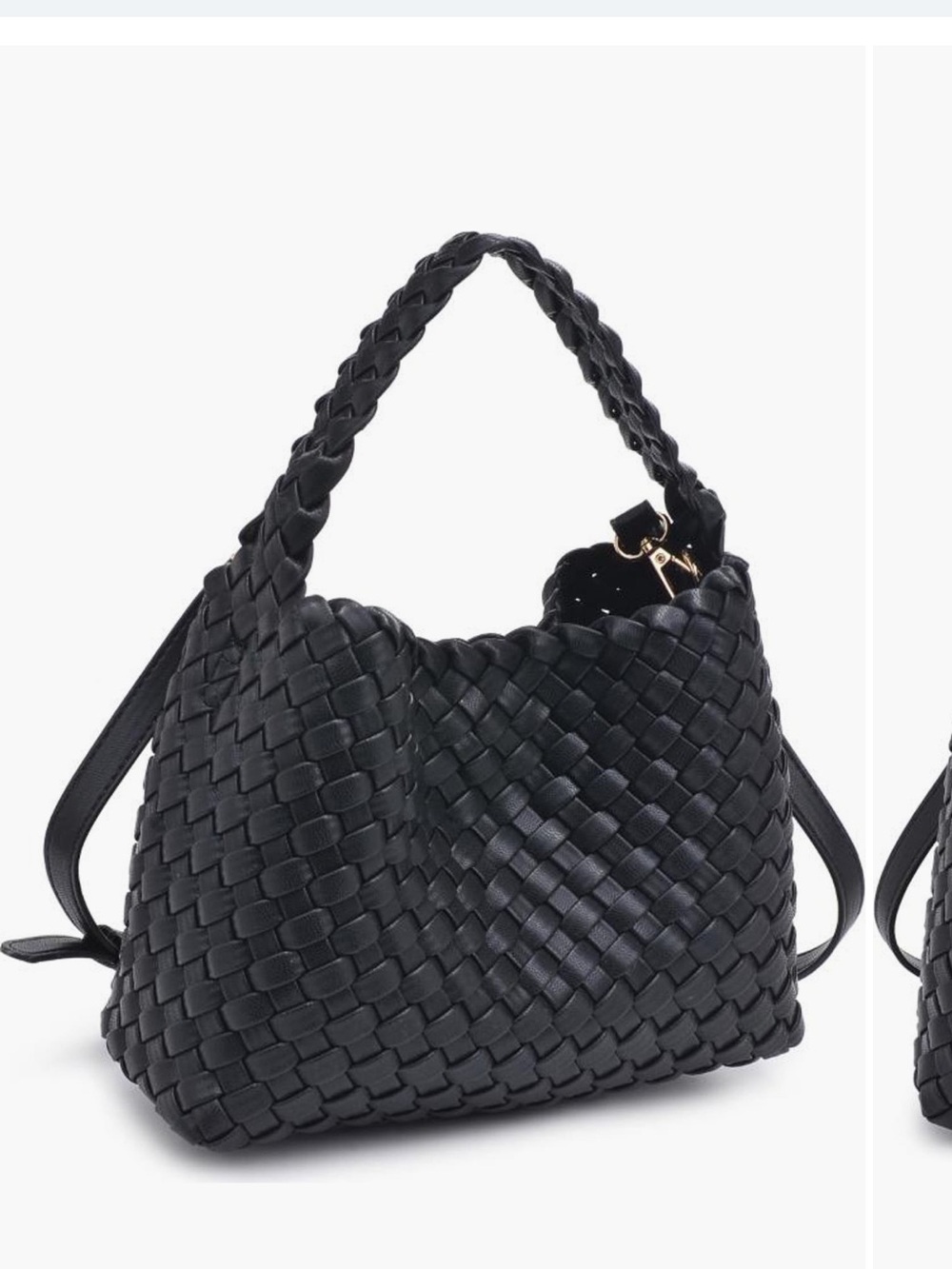 Moda Luxe Black Woven Shoulder Bag
